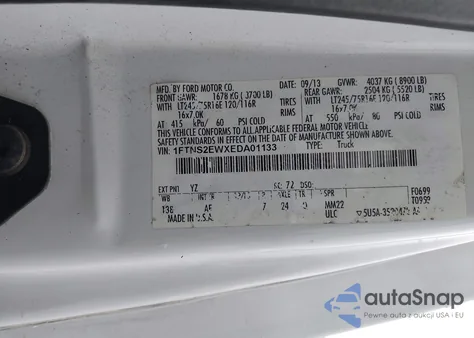 2014 Ford Econoline E250 Van z USA, uszkodzony, nr VIN 1FTNS2EWXEDA01133